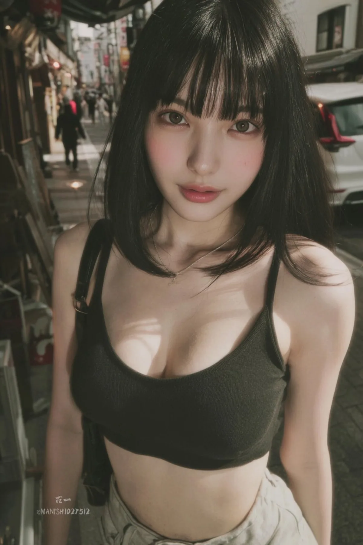 一张抓拍的年轻女子照片（匠心风格）