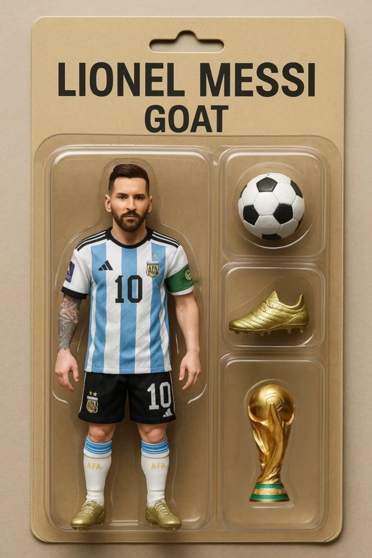 Lionel Messi Action Figure with World Cup - Refined Style