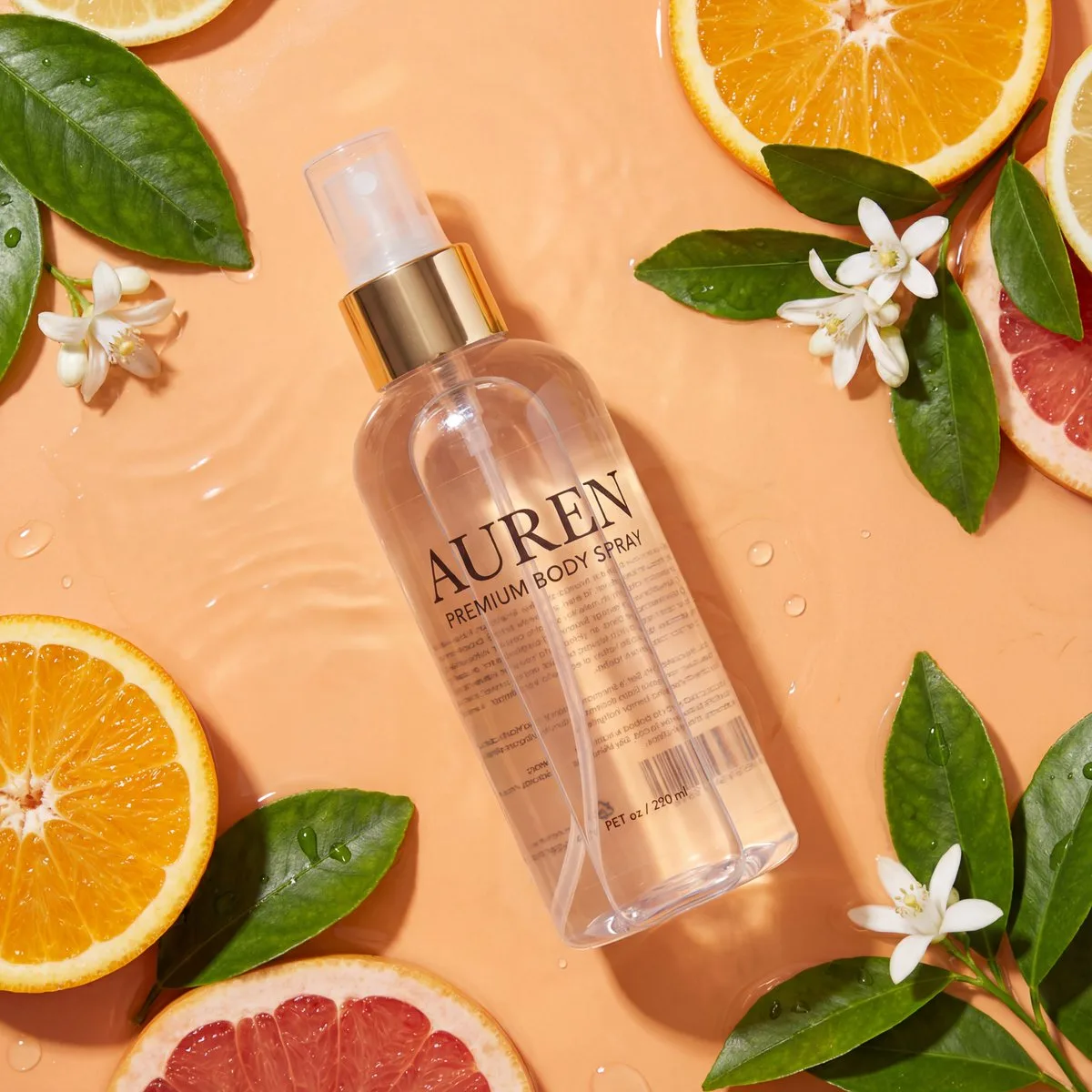 AUREN Luxury Body Spray Hyperrealistic Product Photography