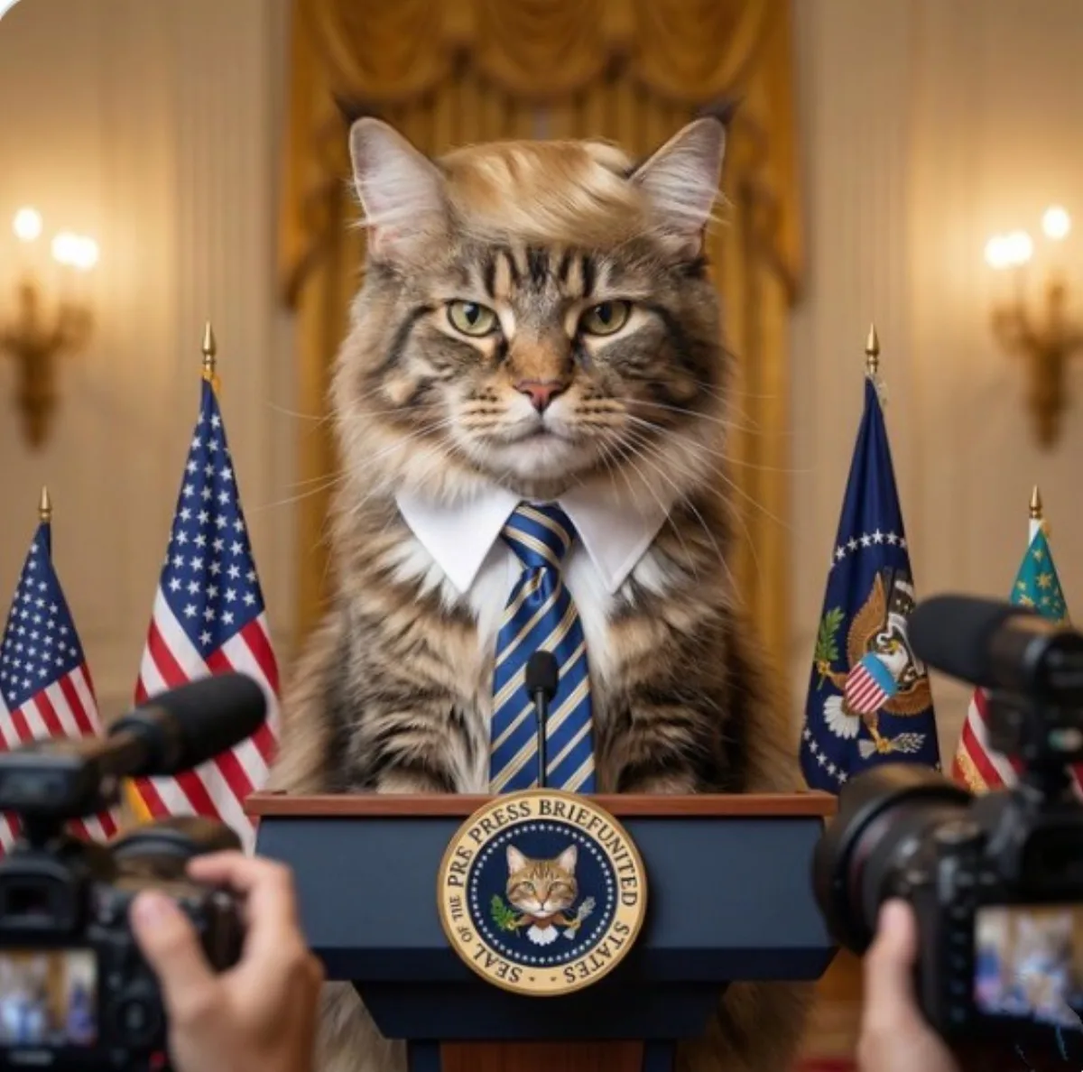 Maine Coon Cat Presidential Press Conference