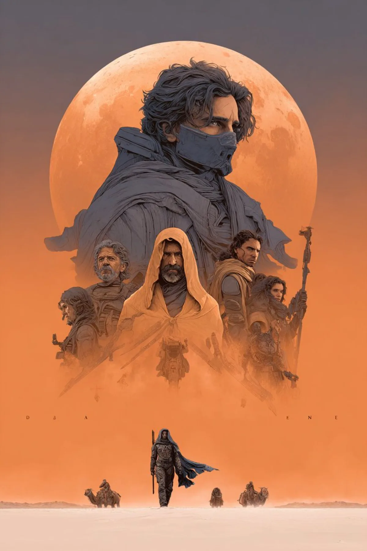 Dune Protagonists in Moebius Style Poster - Stylized Style