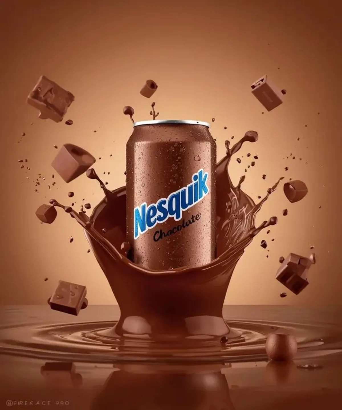 Chilled Chocolate Drink Can with Splashing Cocoa Powder