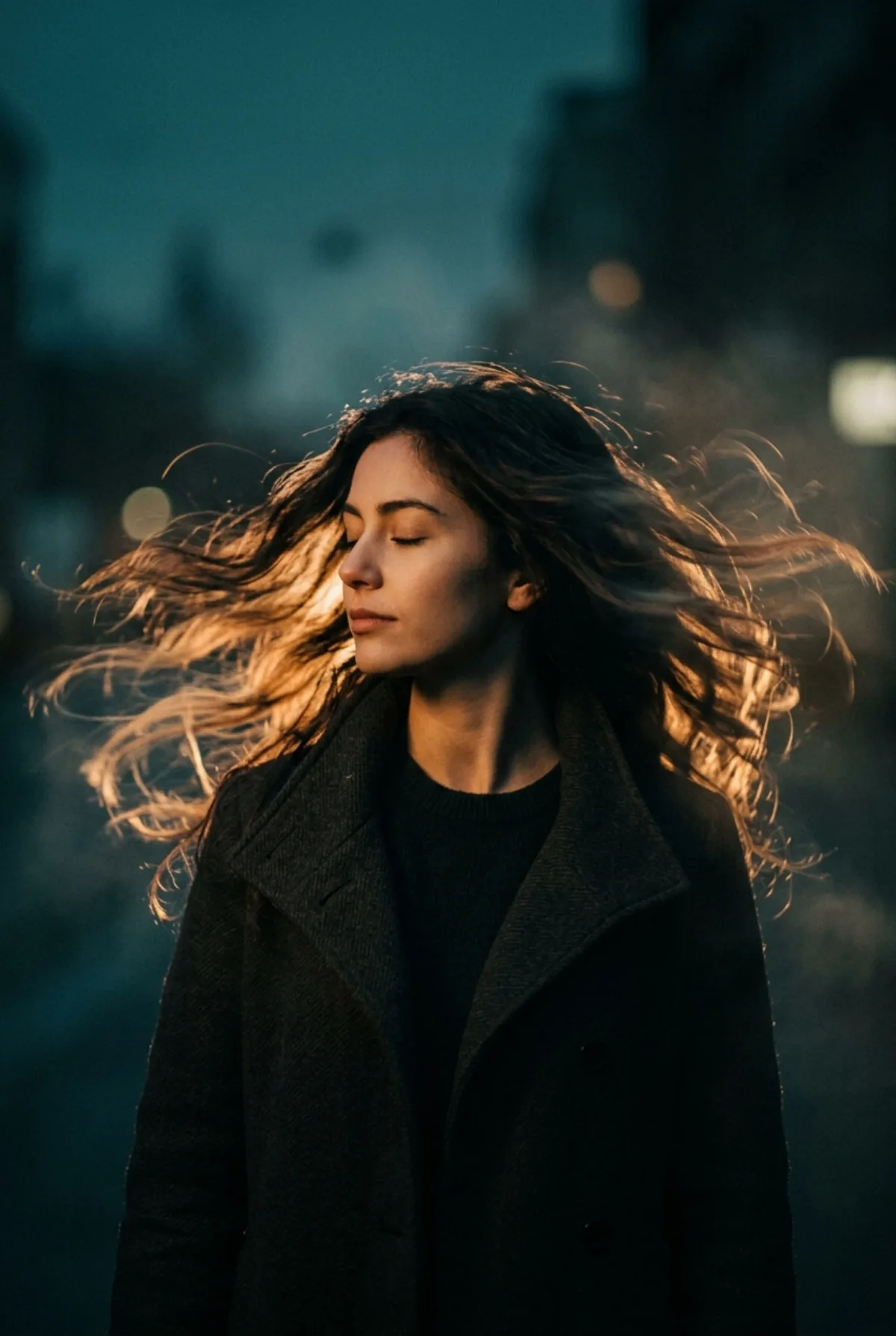 Cinematic Long Exposure Portrait with Wind-Blown Hair
