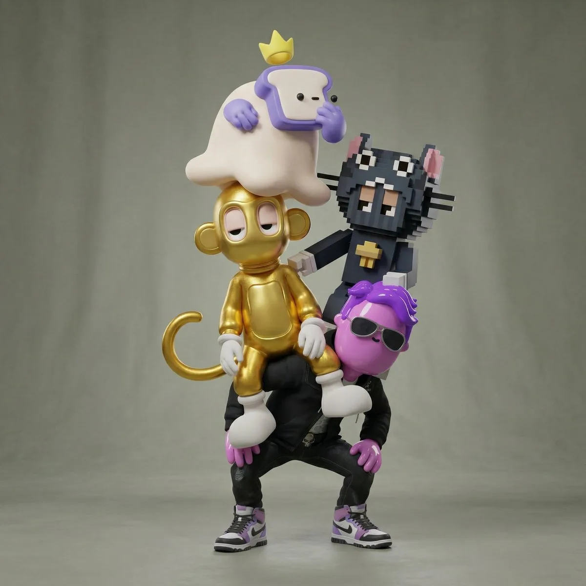 Awkward Stacked Family Portrait of Characters