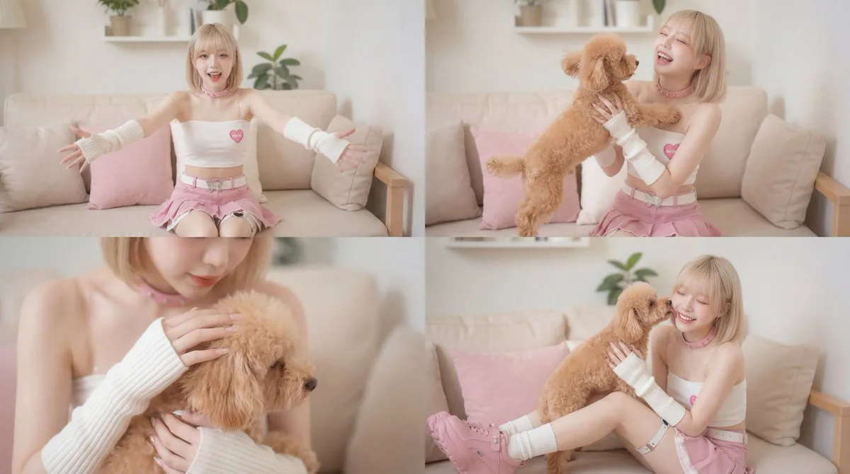 Person embracing a toy poodle in cinematic lighting - Studio-Grade Style