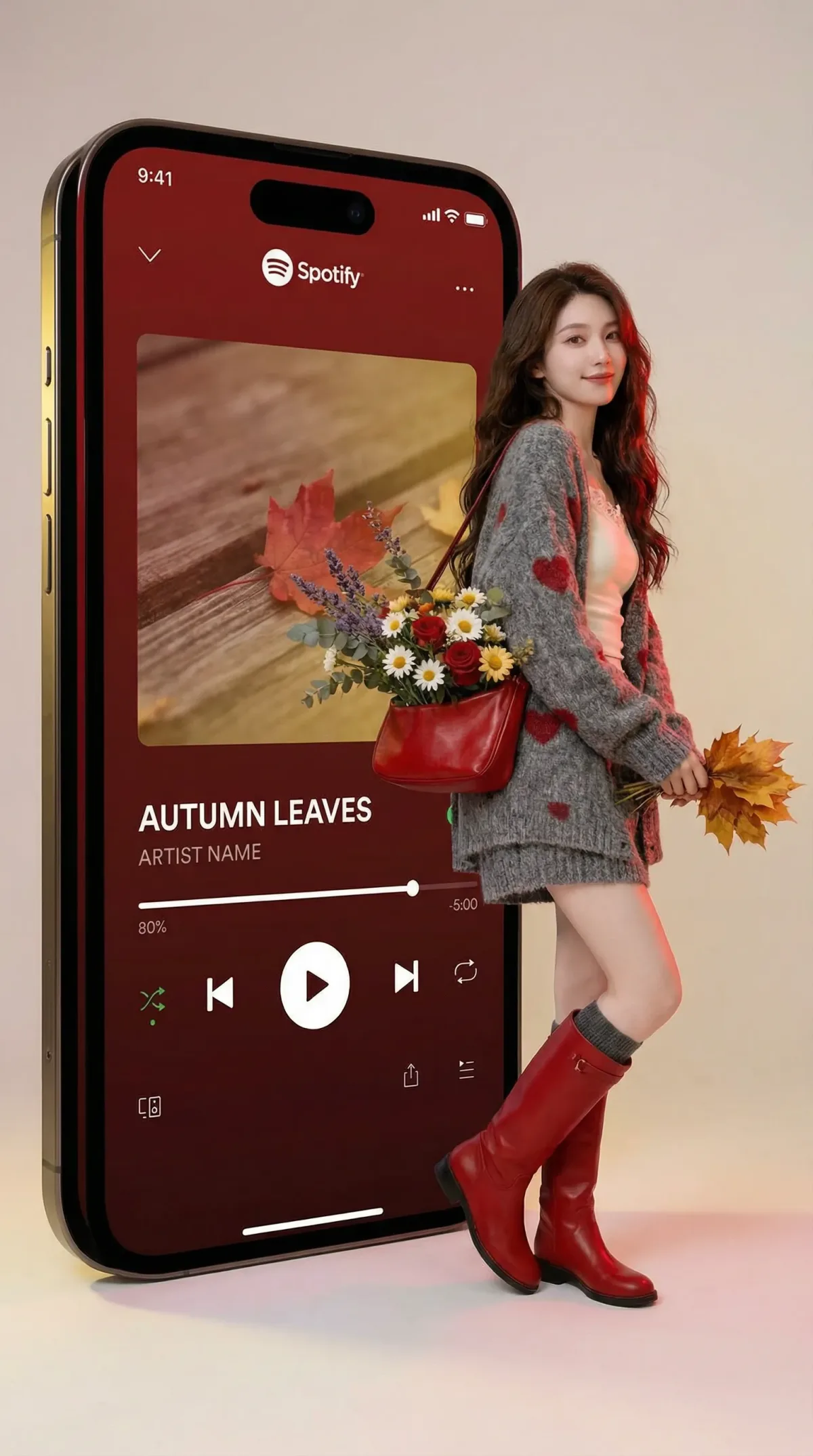 Artist Portrait with Spotify Interface - Premium Style