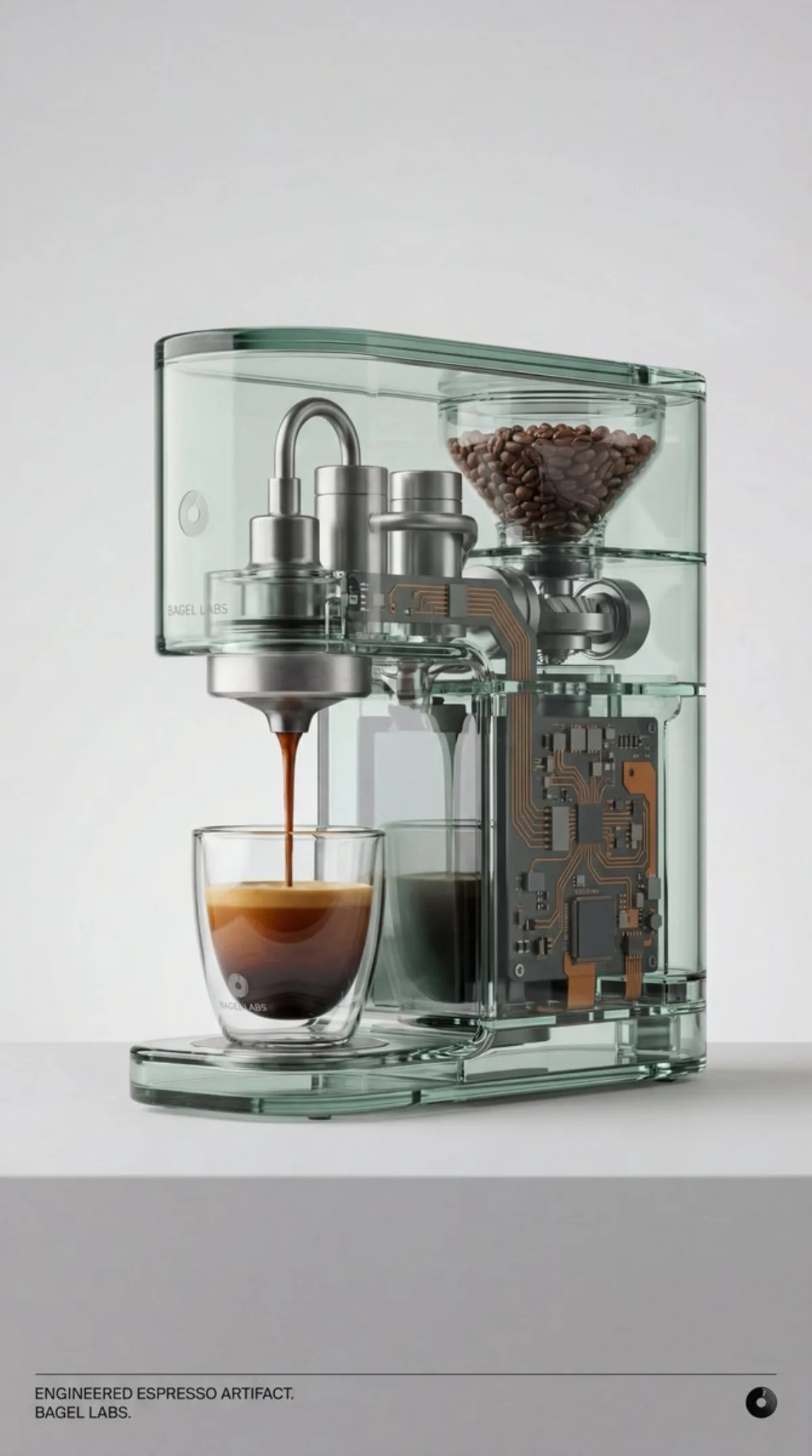 Transparent Luxury Coffee Machine and Matching Glass Cups