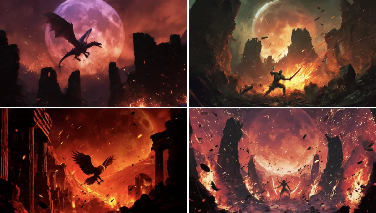 Duel Under the Blood Moon: A Stylized Take