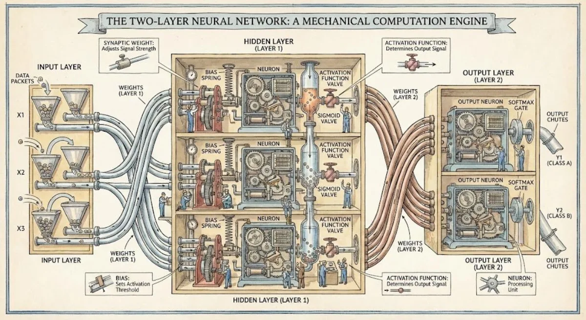 A Premium Two-layer neural network diagram prompt