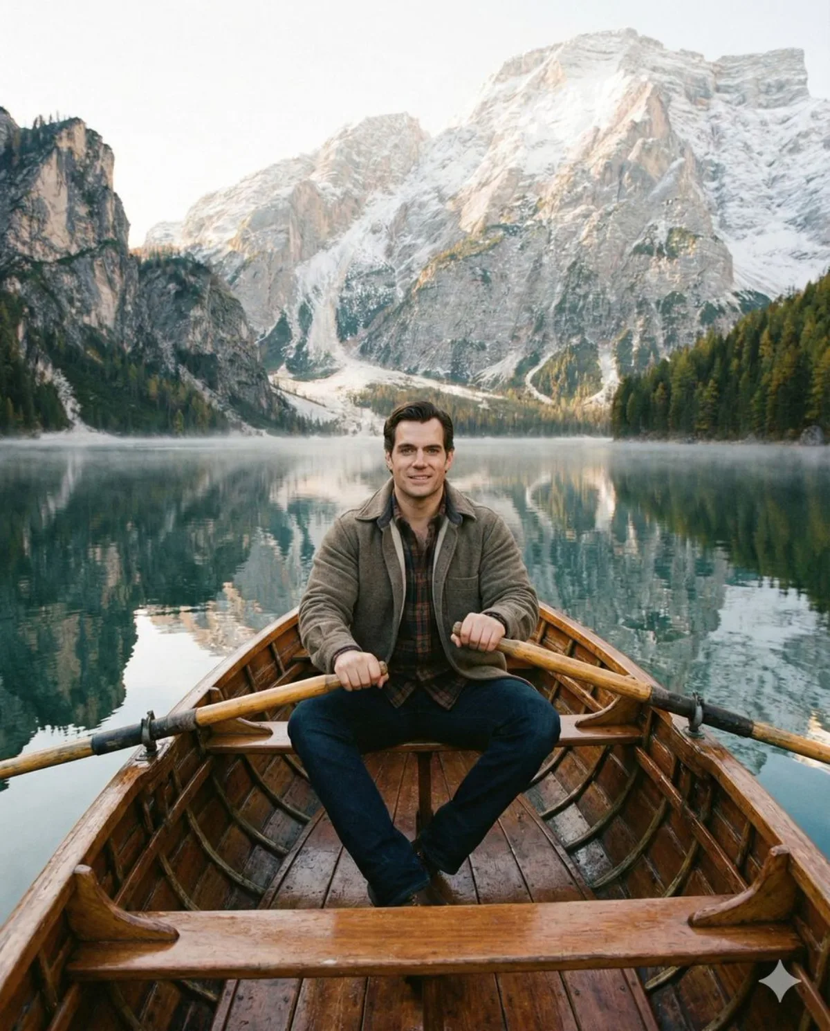 Tranquil Moment of Rowing on the Lake