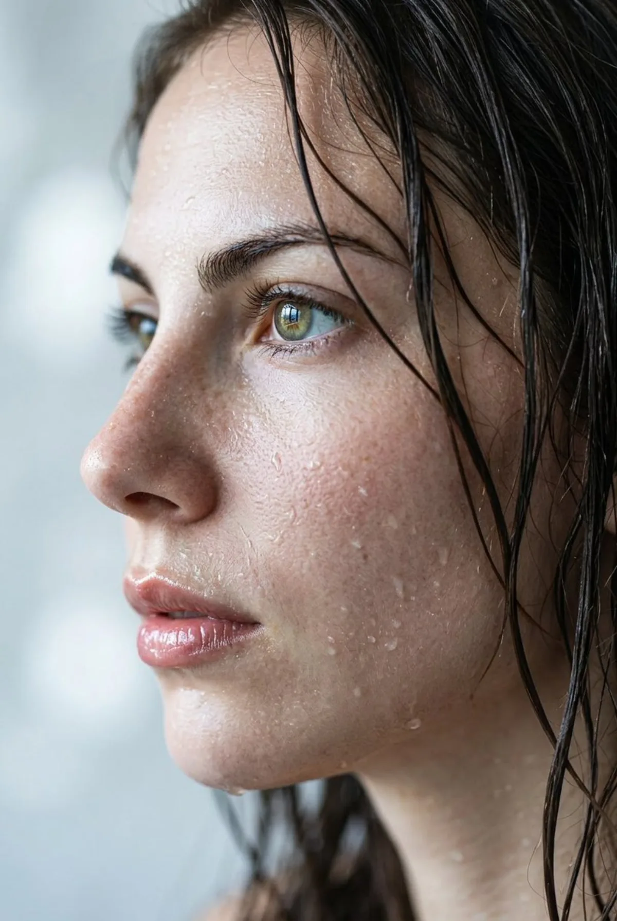Extreme Wet Close-Up Portrait of Young Woman: A Curated Take