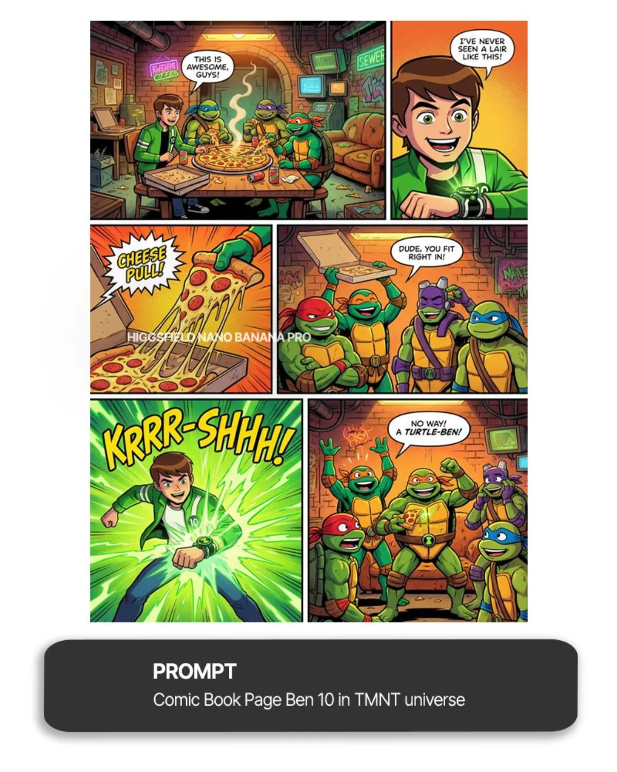Ben 10 meets TMNT comic page