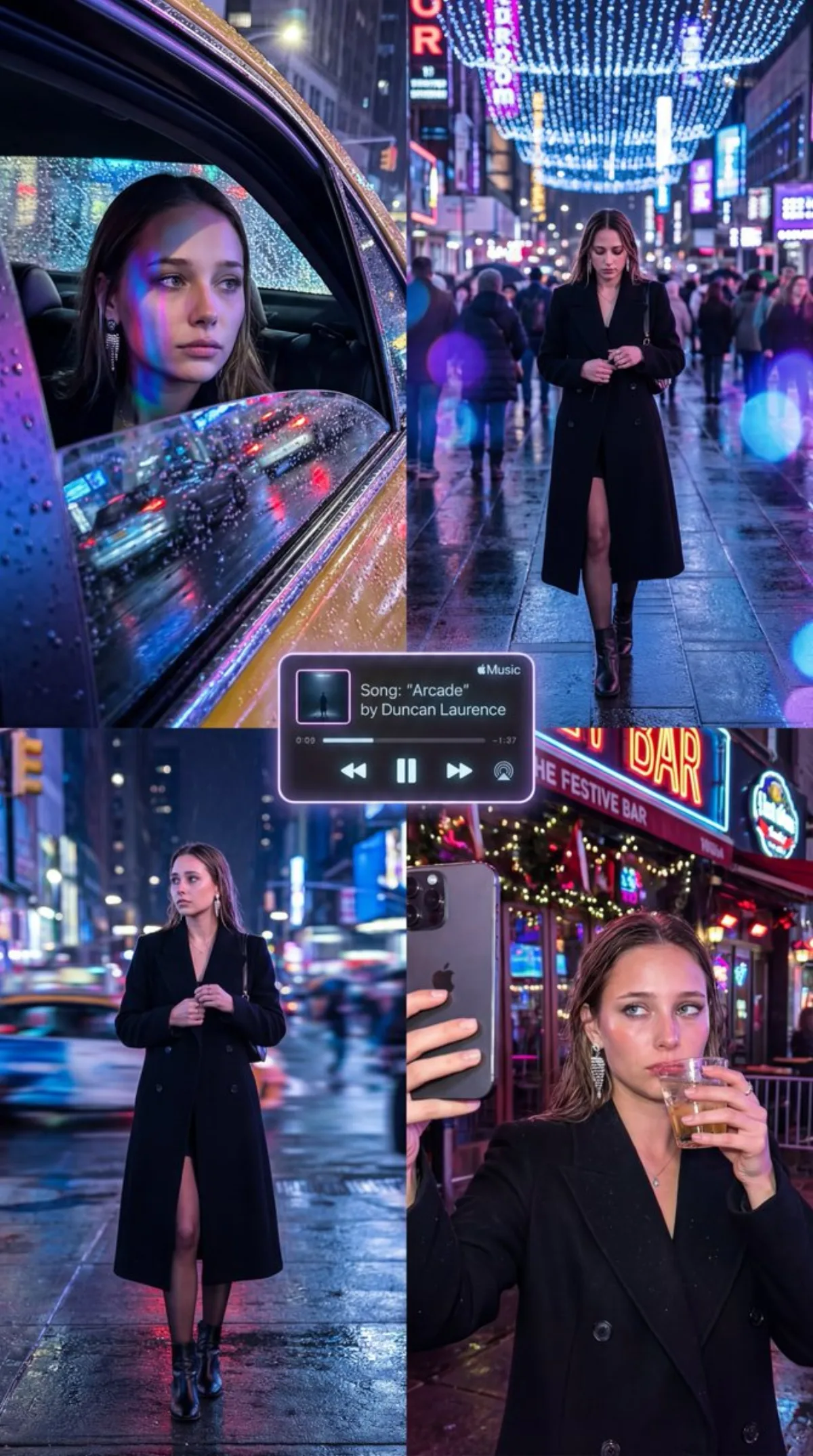 Neon Rainy Night City Collage: A Signature Take