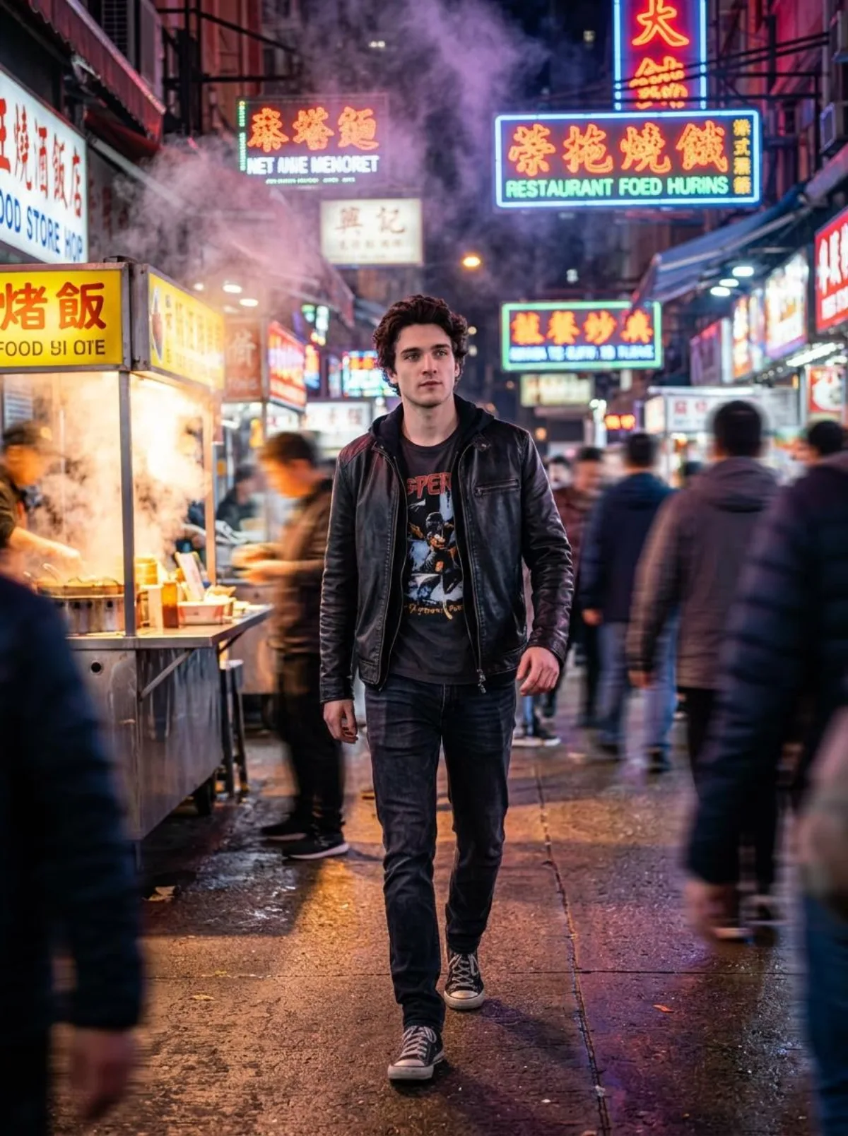 Cinematic Night Street Market Portrait: A Modern Take