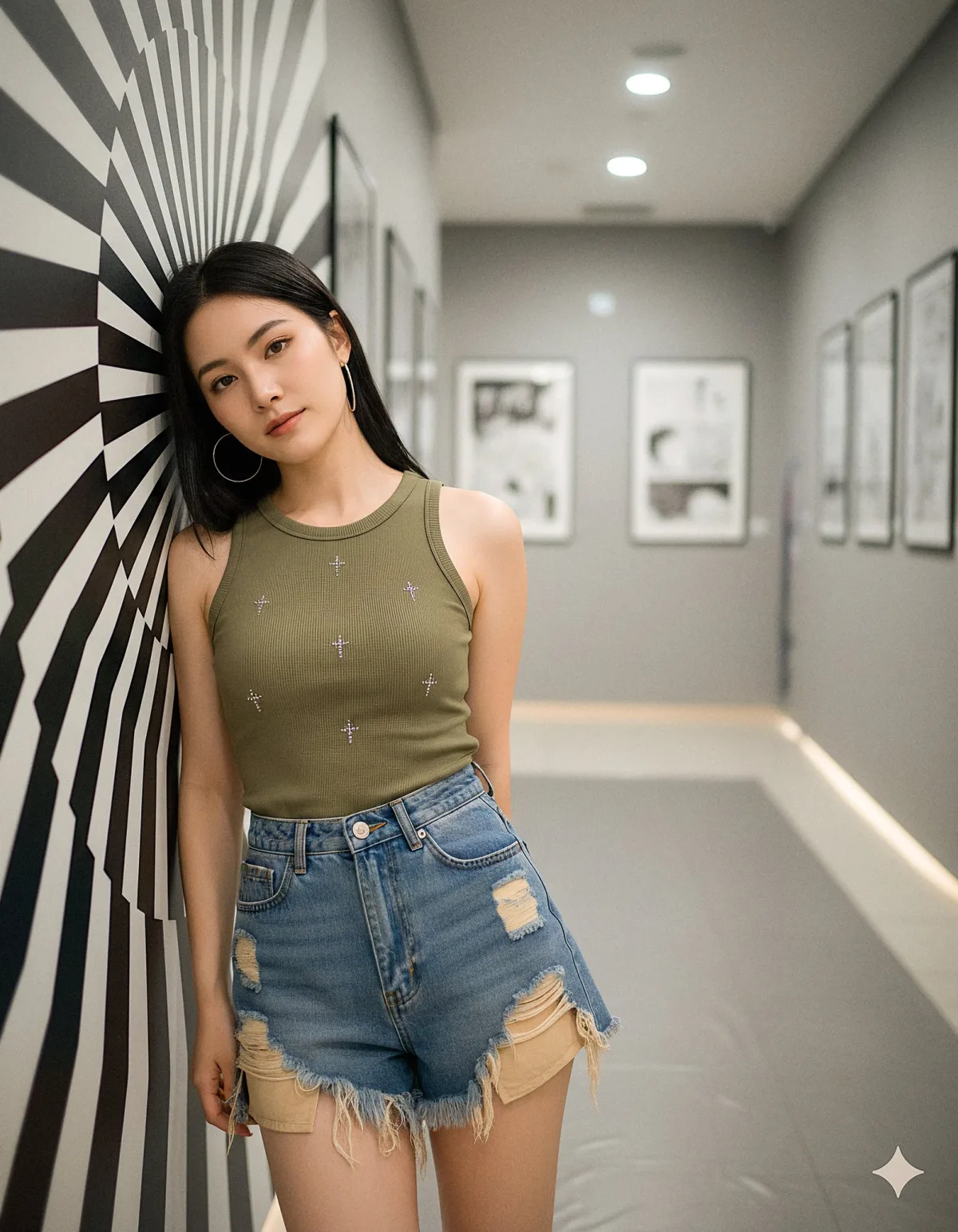 走廊上的女性