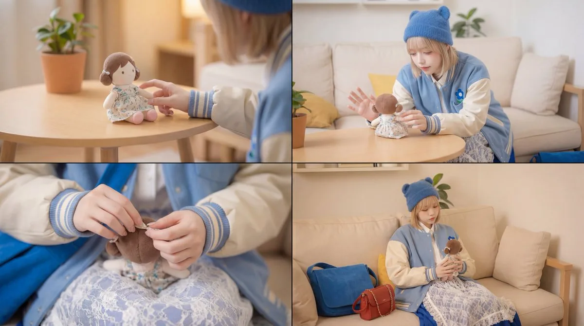 Girl Playing with Doll, Cinematic, Nostalgic (Editorial)