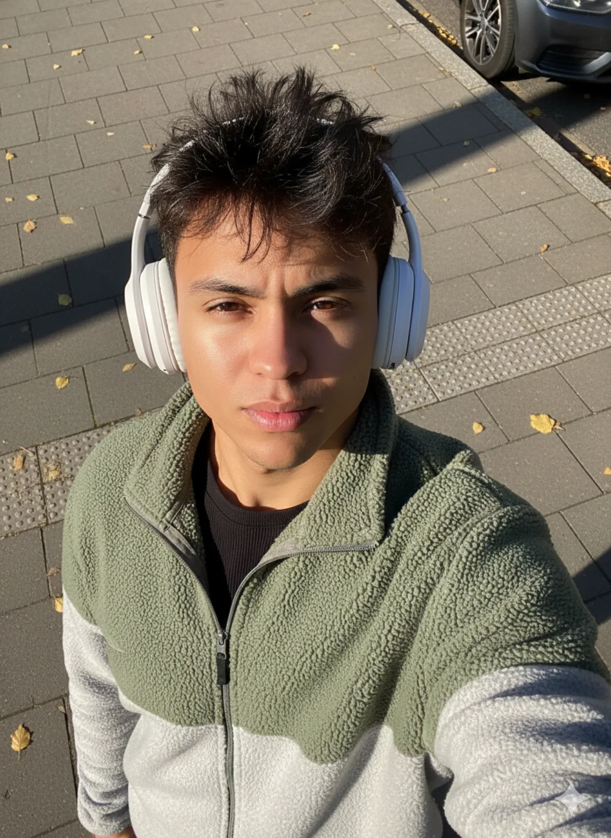 Autumn Urban Selfie: Hyperrealistic iPhone Portrait
