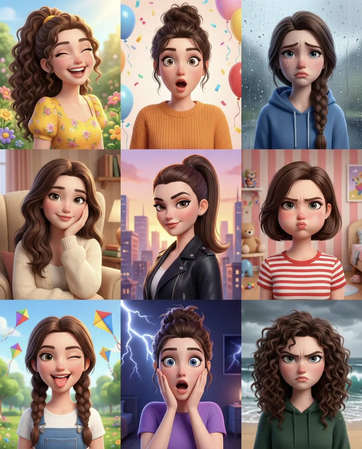 Stylized 3D Cartoon Expression Grid
