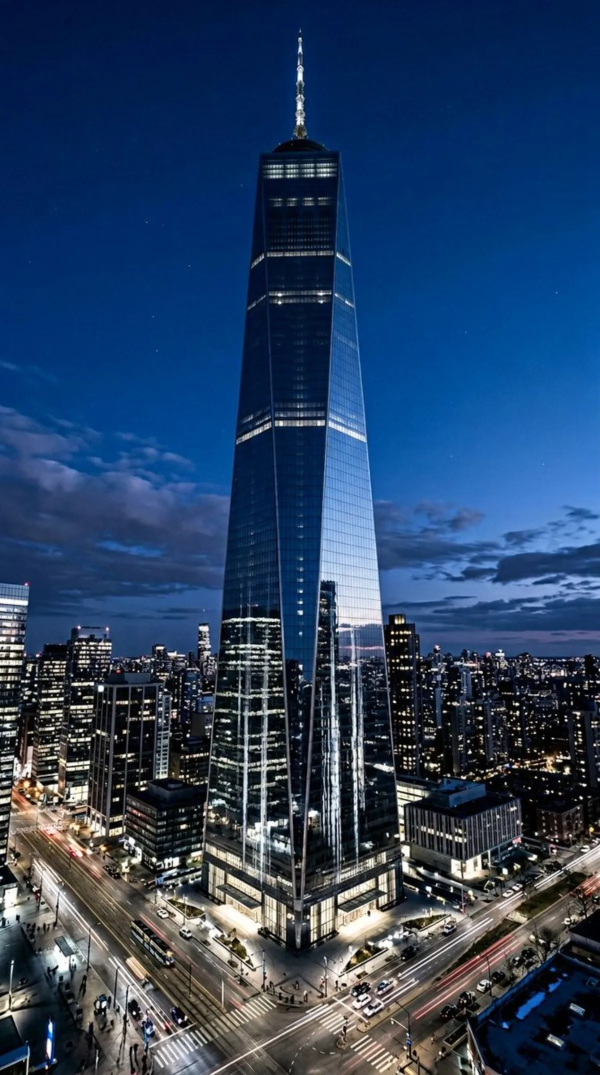 A Crafted Futuristic Skyscraper Cityscape at Blue Hour