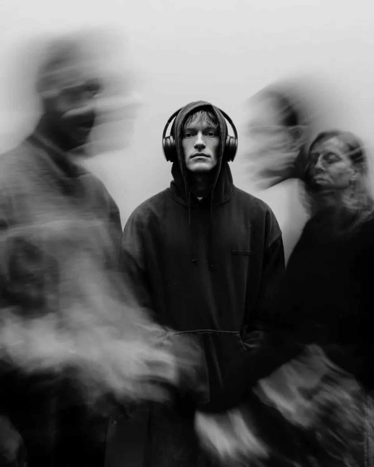 Refined Cinematic Black and White Portrait with Motion Blur
