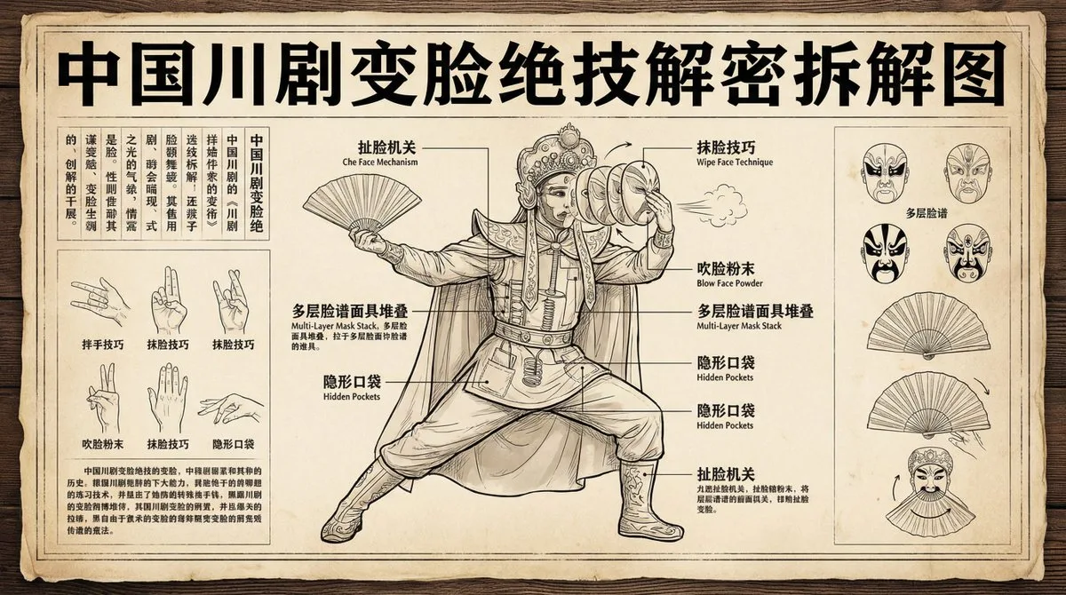 Sichuan opera face-changing deconstruction diagram: A Premium Take