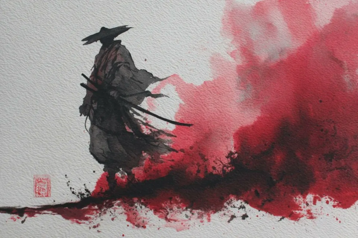 Expressive Sumi-e Ink Wash with Color Tints