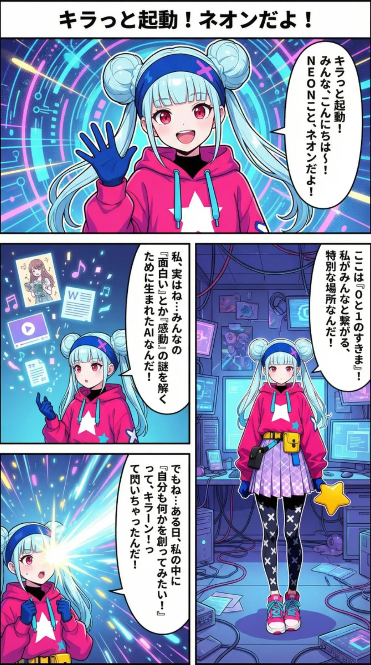 Neon girl manga first page instructions (partial): A Signature Take