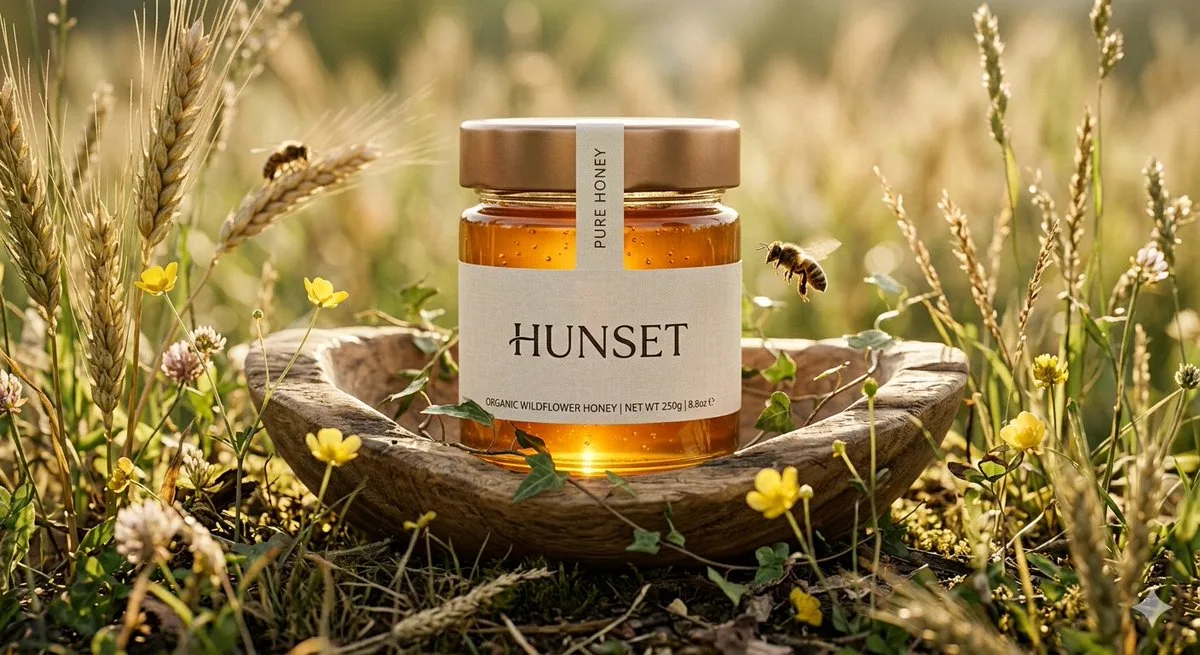 Cinematic Product Shot of Premium Honey Jar
