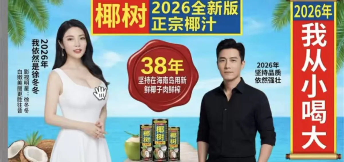 A Signature Coconut Tree (Ye Shu) style advertisement enlarged