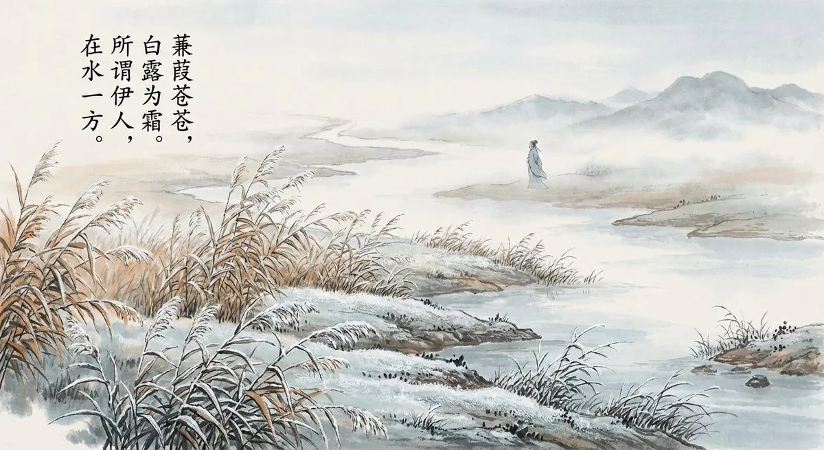 A Editorial Classical Chinese poem illustration with text