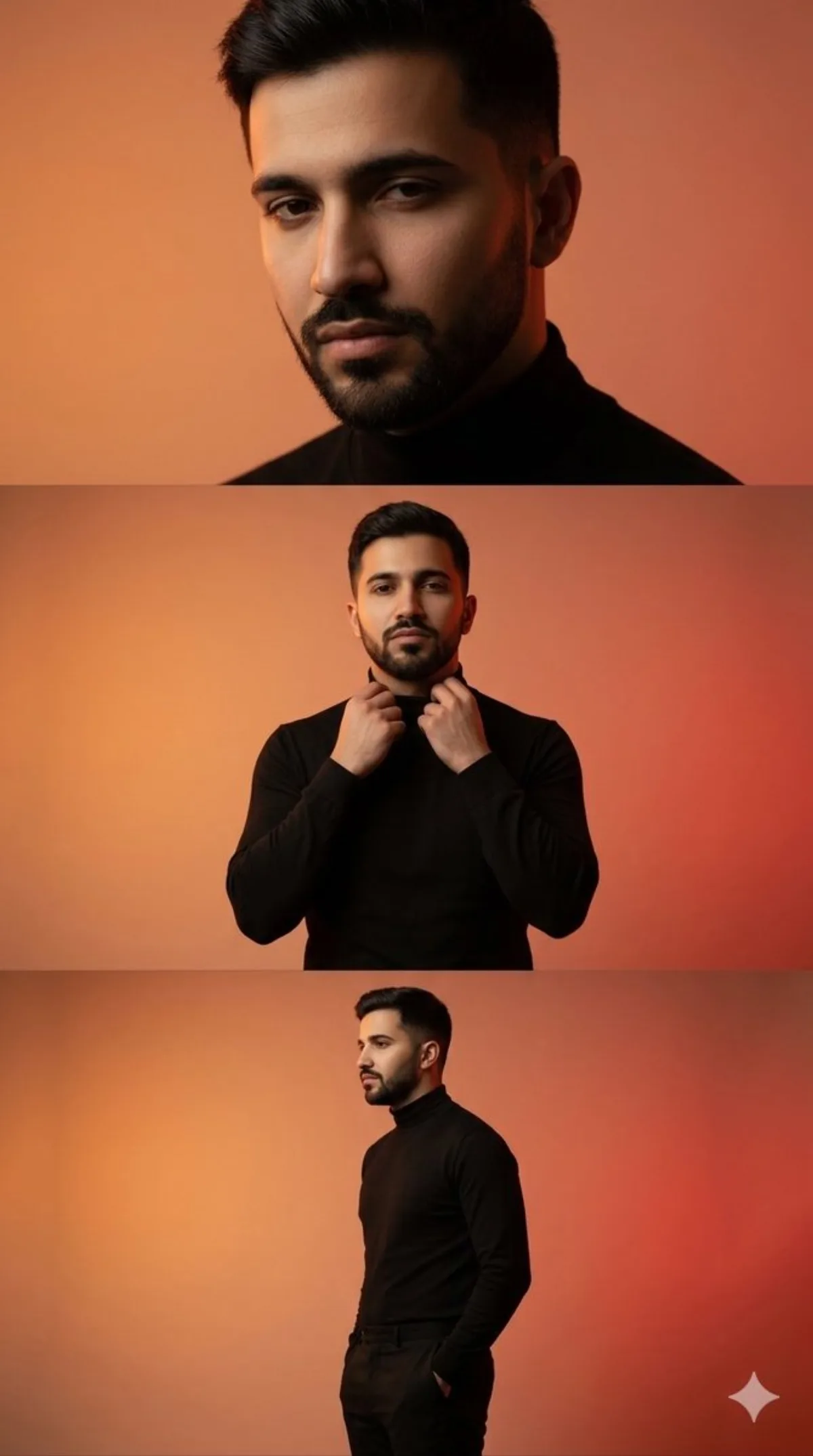 A Refined Cinematic Three-Panel Male Fashion Editorial